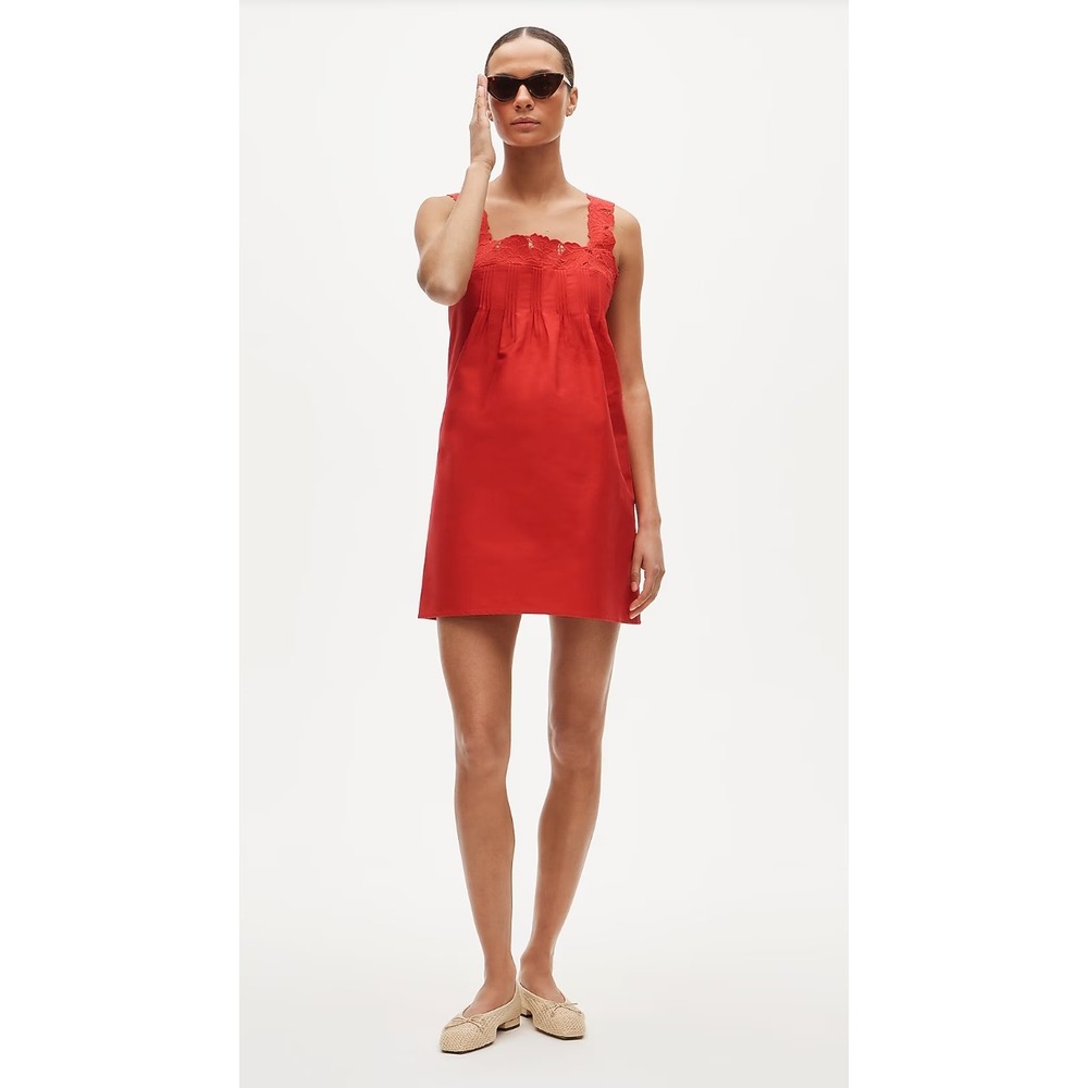 J.Crew | NWT Tall Ondine Embroidered Cotton Mini Dress Passion Rouge | Sz TSmall